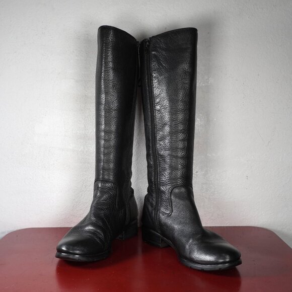 Women's Sofft Black Leather Knee High Low Heel Long Riding Fashion Boots 8.5 - Picture 4 of 9